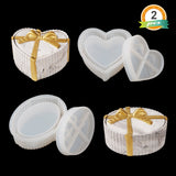 Gift Boxes Silicone Molds with Ribbons 2PCS Jewerly Boxes Molds( Heart, Oval )