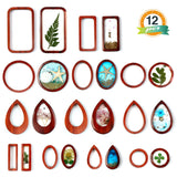 Resin Jewelry Making Kit with 12 PCS Wooden Frames Pendant 5 Styles Bezel Charms Pendants