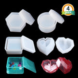 Box Resin Molds Hevout Jewelry Box Molds with Hexagon Epoxy Molds, Diamond Heart Molds, Square Silicone Molds