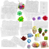 Succulent Flower & Pot Silicone Resin Molds Set of 6 Mini Trays