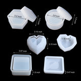 Box Resin Molds Hevout Jewelry Box Molds with Hexagon Epoxy Molds, Diamond Heart Molds, Square Silicone Molds