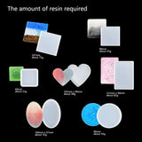 Resin Coaster Molds Including Round, Square, Rectangle, Ellipse, Heart Silicone Molds