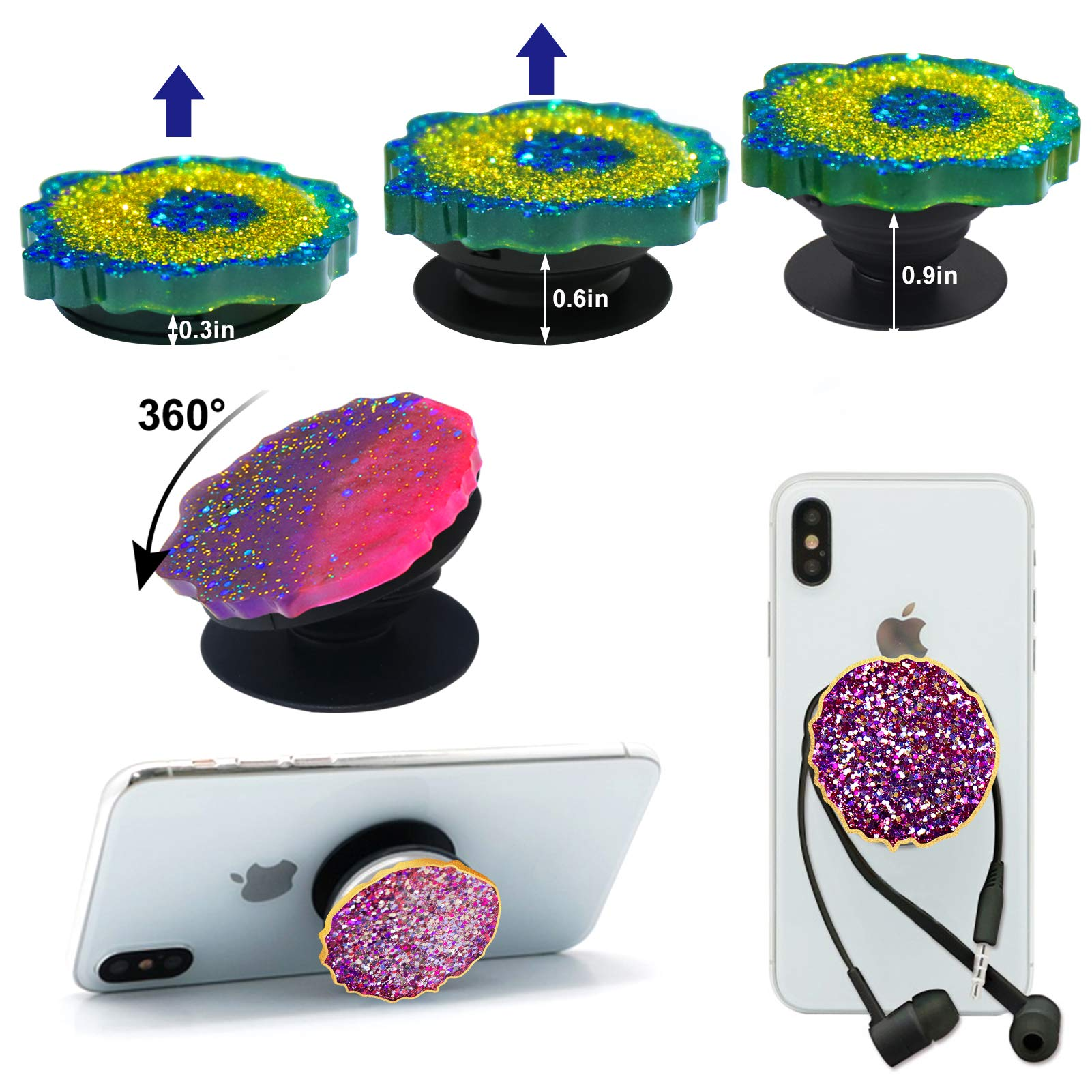 Generic Phone Grip With 4 Cavity, Resin Epoxy Casting Mould For