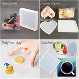 Resin Coaster Molds Including Round, Square, Rectangle, Ellipse, Heart Silicone Molds