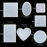 Resin Coaster Molds Including Round, Square, Rectangle, Ellipse, Heart Silicone Molds