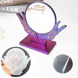 Makeup Mirror Resin Mould Set, Crystal Hand Resin Table Top Cosmetic Mirror with Bracket, Including 5 Pcs of 4-Inch Shatterproof Lens for DIY Table Top Mirror Handicraft or Photo Frame.