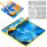 Mity Rain Silicone Utensil Rest Mold with Drip Pad, Large Resin Rolling Tray Molds with 3 Slots & 1 Spoon Holder, Epoxy Casting for Kitchen Utensil Rest for Ladles, Tongs & More