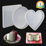 Large Resin Molds , 3 Pcs Large Tray Molds including Round, Square, Heart Shape