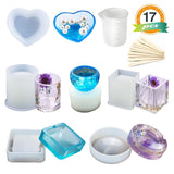 Resin Molds Kit Include Round/Square/Cylinder/Small Bowls for Ashtray/Pen Holder