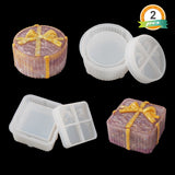 Gift Boxes Resin Molds with Ribbons 2PCS Jewelry Boxes Molds (Square, Round)