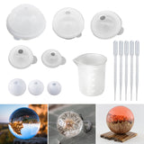 Sphere Resin Mold 8PCS Round Silicone Mold for Resin Jewelry, Soap DIY